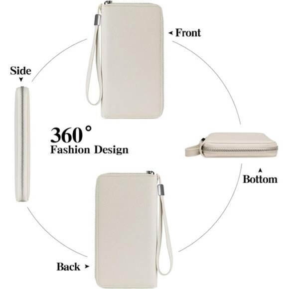 New Womens Wallet RFID Blocking Leather Zip Around Wallet Large Capacity - Picture 4 of 6